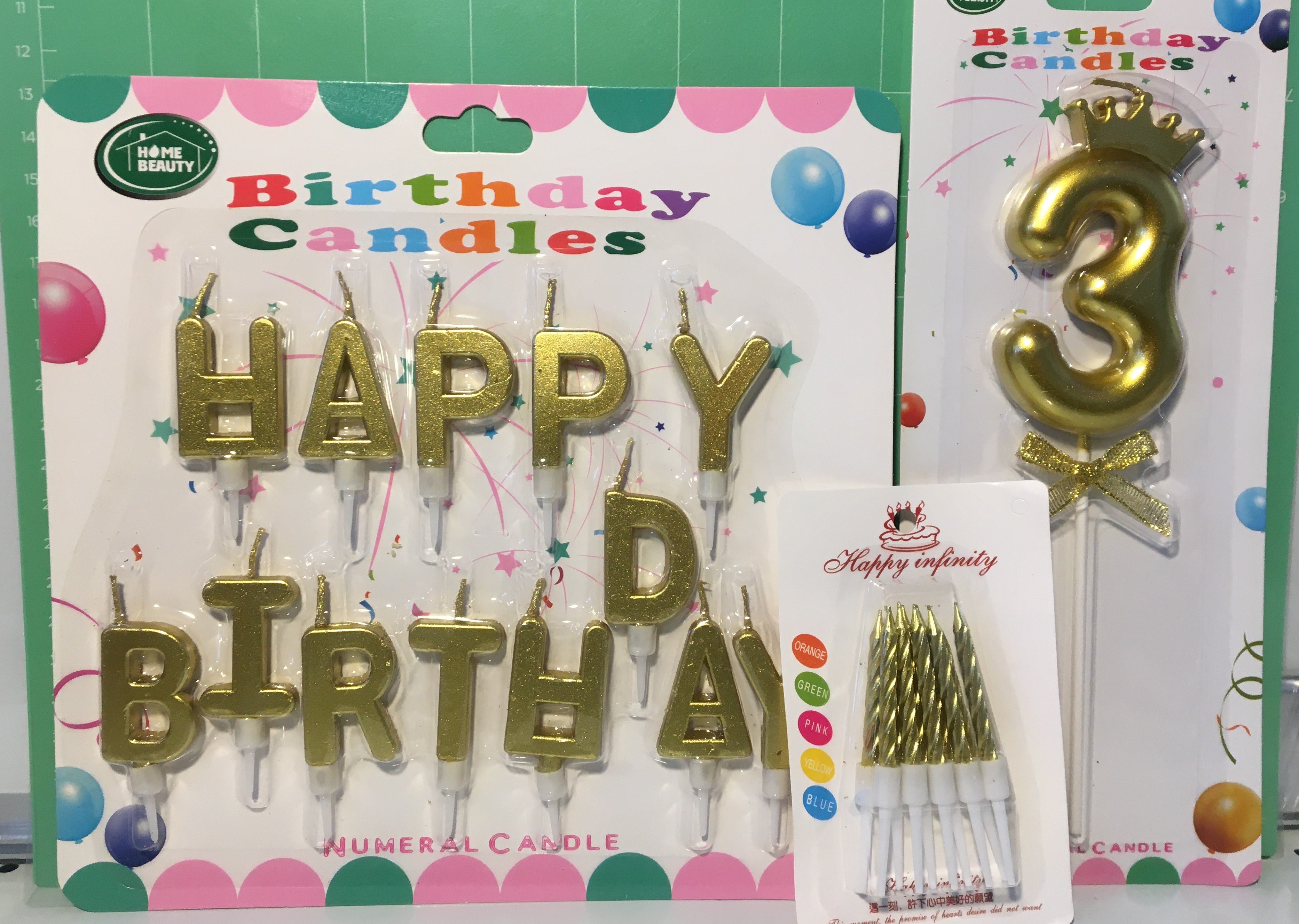 Luxury Happy Birthday Gold Candle Set