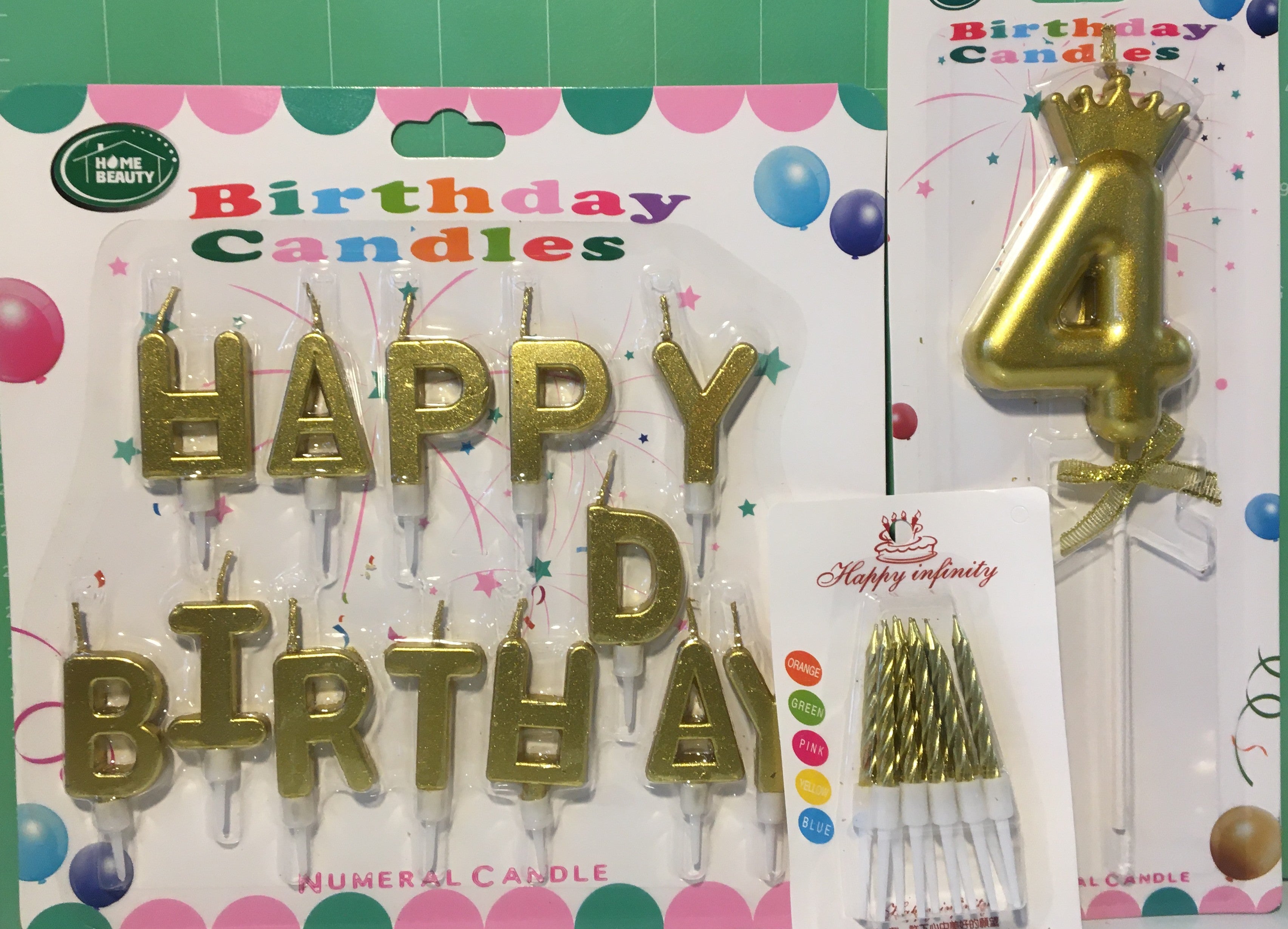 Luxury Happy Birthday Gold Candle Set