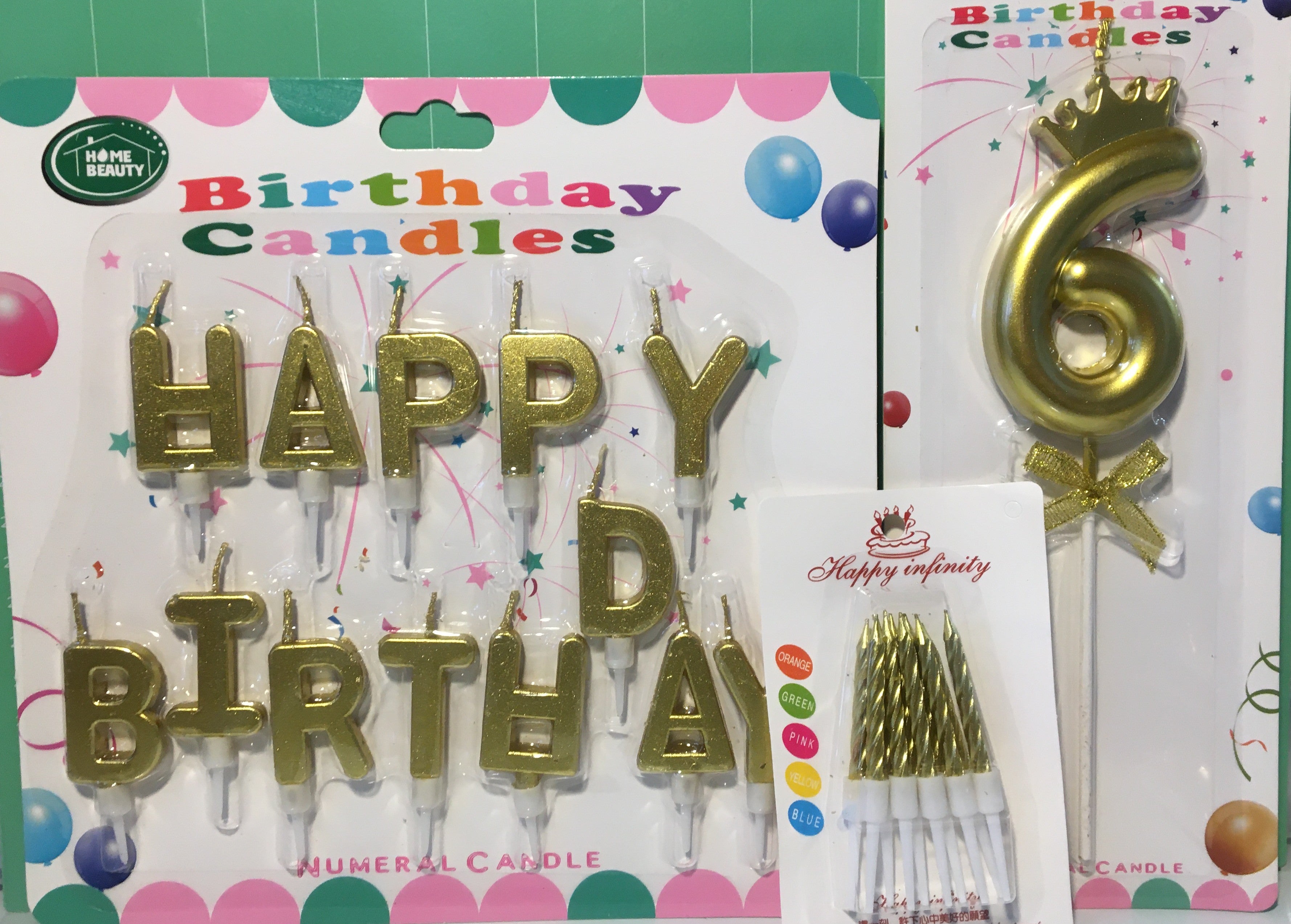 Luxury Happy Birthday Gold Candle Set