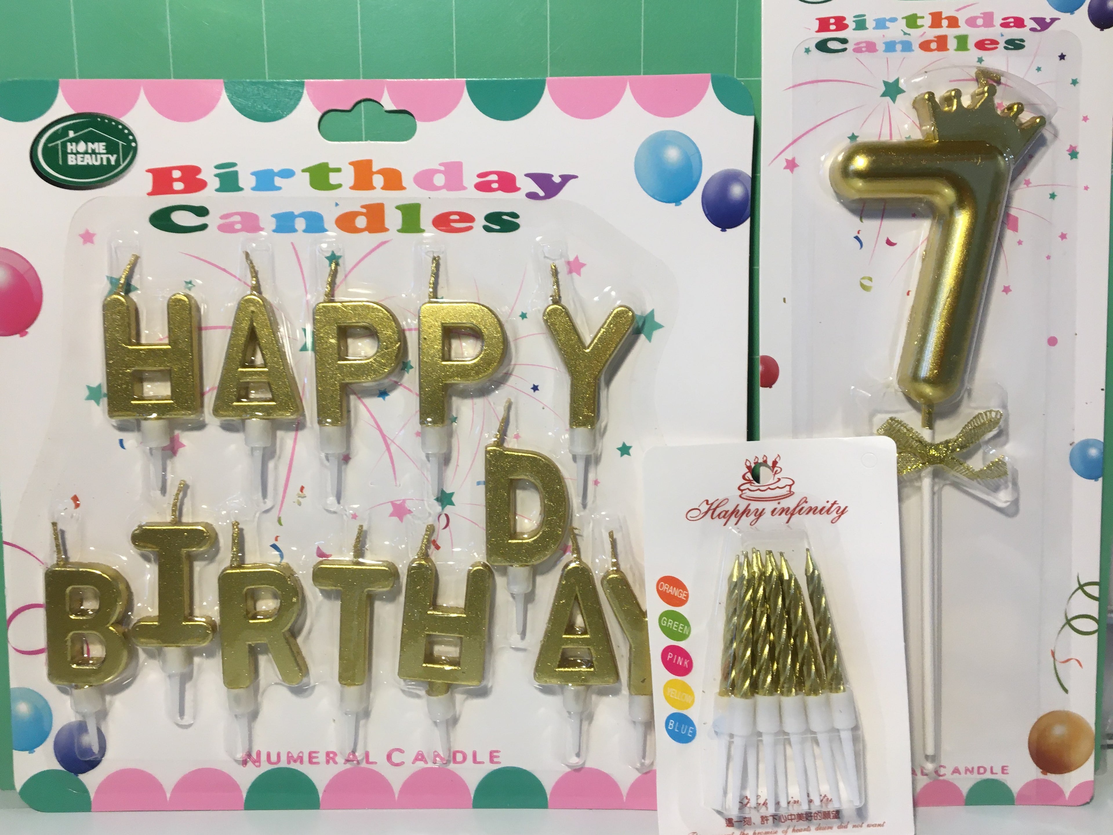 Luxury Happy Birthday Gold Candle Set