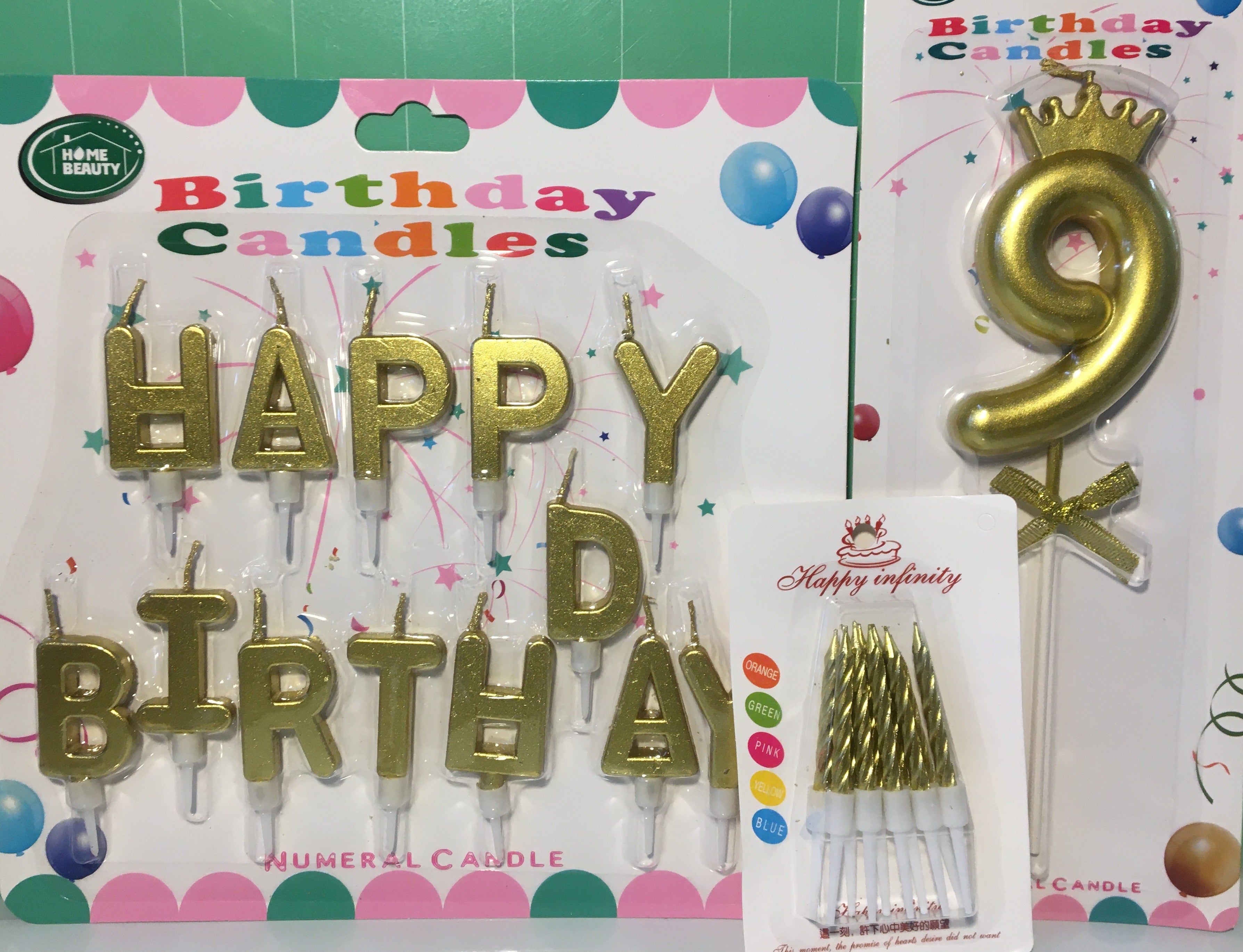 Luxury Happy Birthday Gold Candle Set