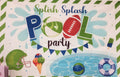 Pool Party Happy Birthday Banner 150cm x 110cm – Summer Swimming Pool Birthday Decoration Backdrop
