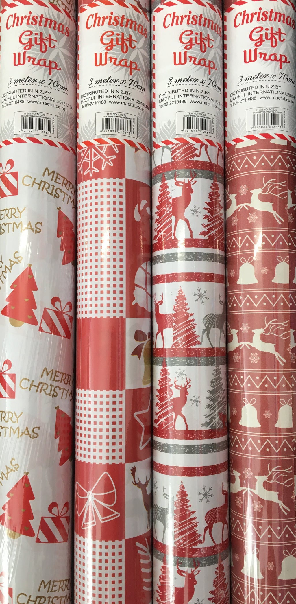 Christmas Wrapping Paper Rolls Set of 4 – 70cm x 3m Mixed Festive Gift Wrap Bundle for Holiday Presents