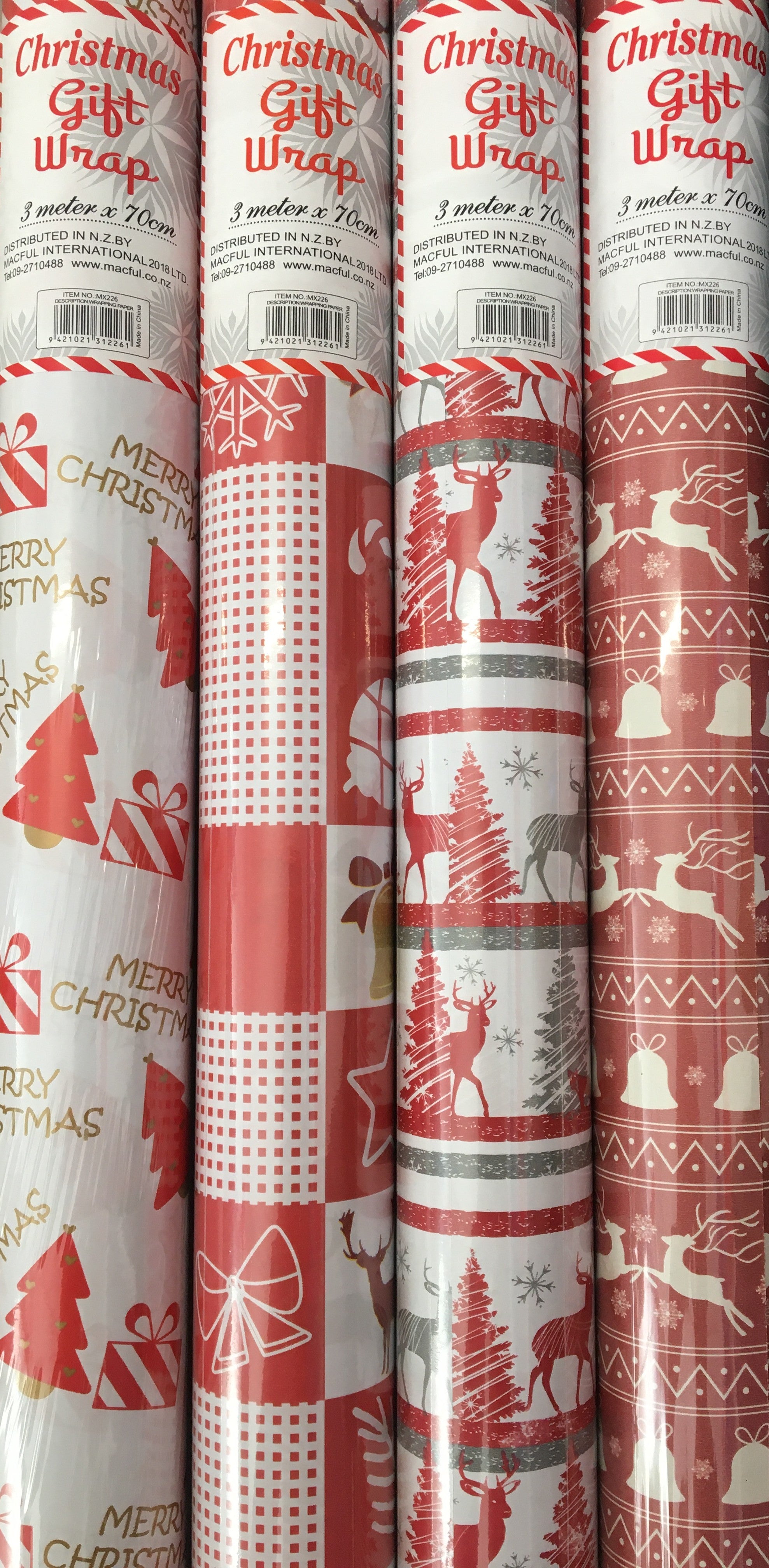 Christmas Wrapping Paper Rolls Set of 4 – 70cm x 3m Mixed Festive Gift Wrap Bundle for Holiday Presents