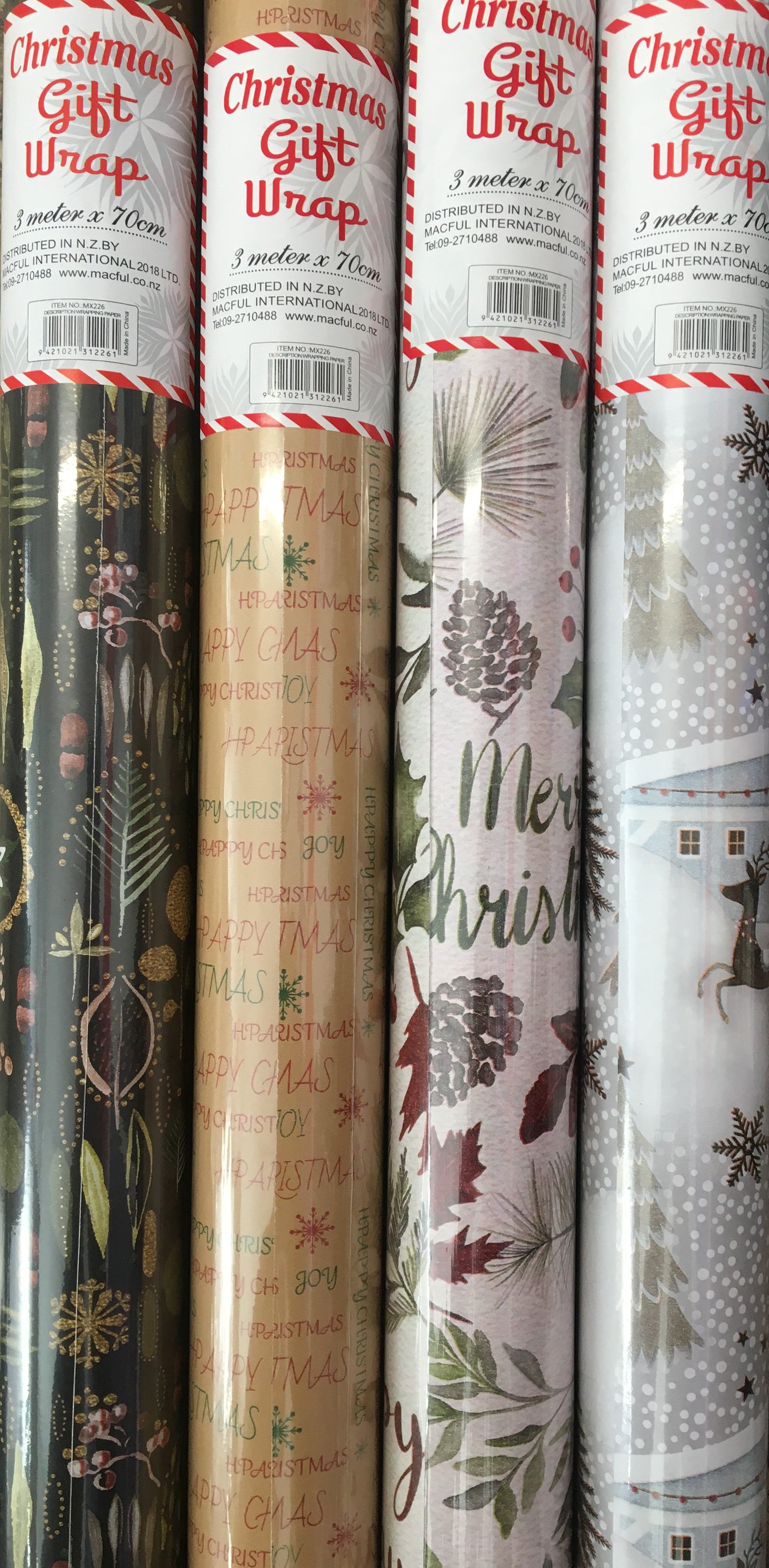 Christmas Wrapping Paper Rolls Set of 4 – 70cm x 3m Mixed Festive Gift Wrap Bundle for Holiday Presents