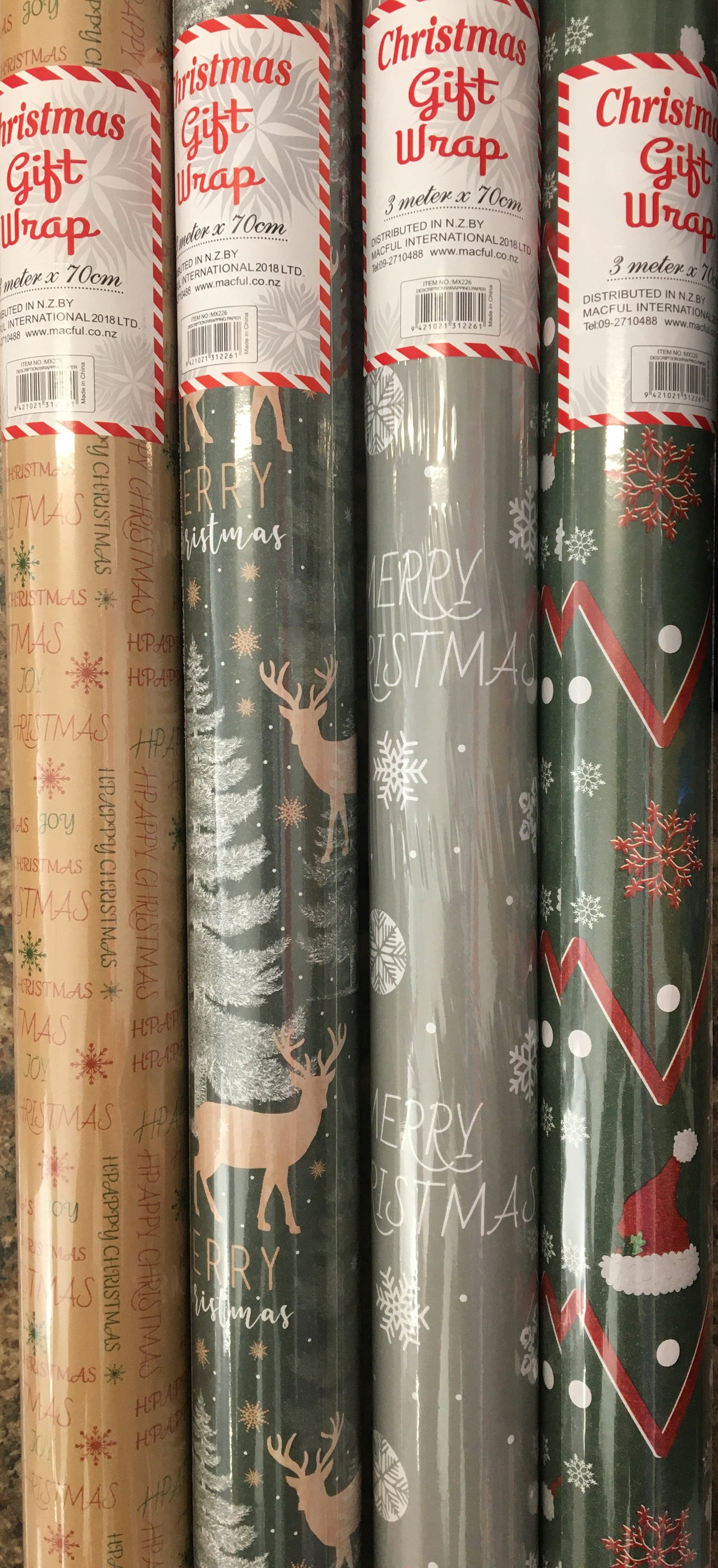 Christmas Wrapping Paper Rolls Set of 4 – 70cm x 3m Mixed Festive Gift Wrap Bundle for Holiday Presents