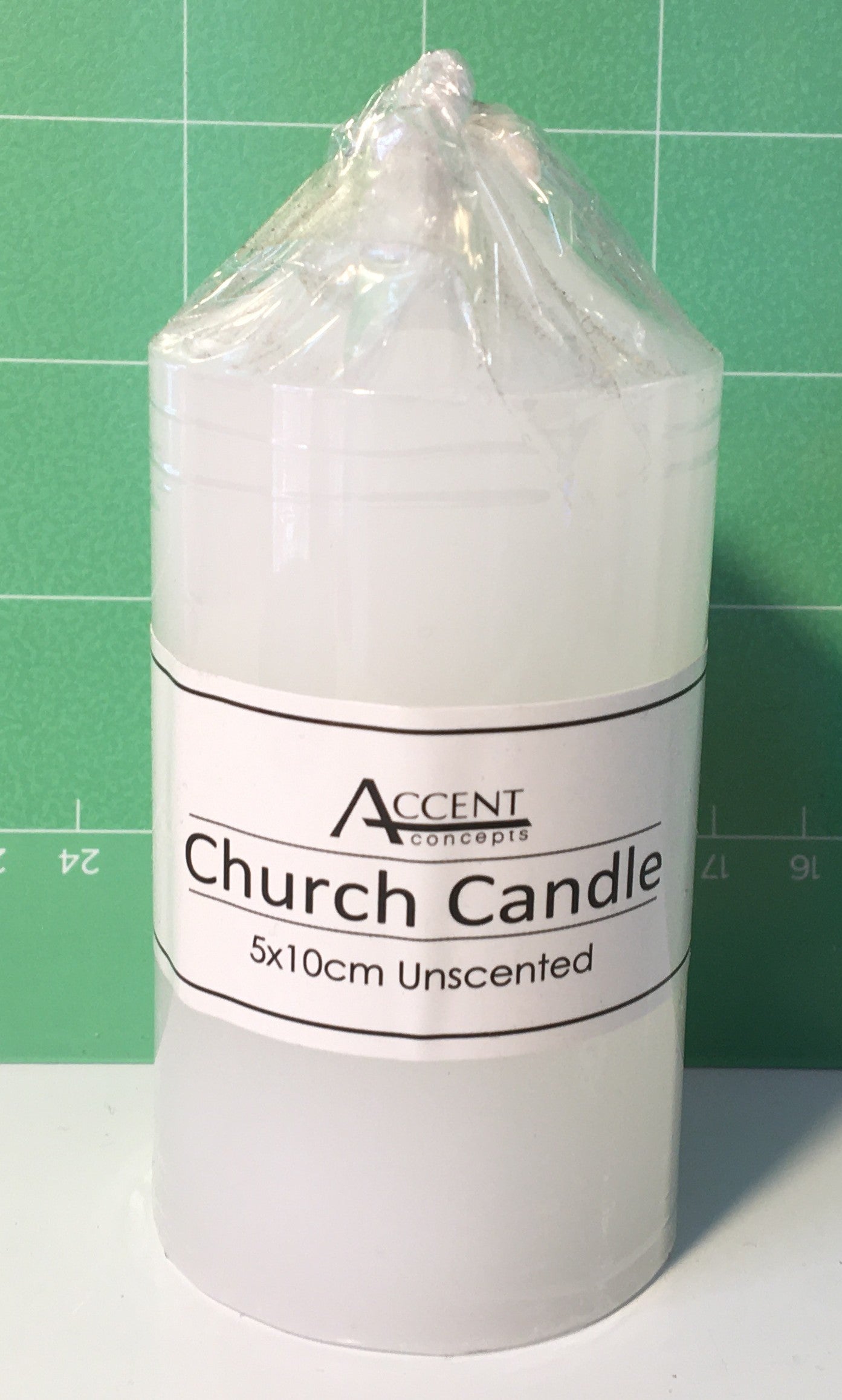 Church Candle Set with Free Glass Plate – 3 Piece Unscented Pillar Candles (10cm, 15cm & 17.5cm)