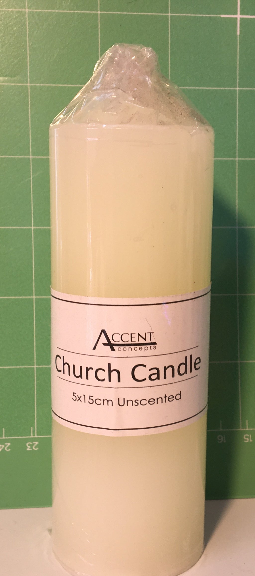 Church Candle Set with Free Glass Plate – 3 Piece Unscented Pillar Candles (10cm, 15cm & 17.5cm)