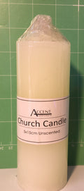 Church Candle Set with Free Glass Plate – 3 Piece Unscented Pillar Candles (10cm, 15cm & 17.5cm)