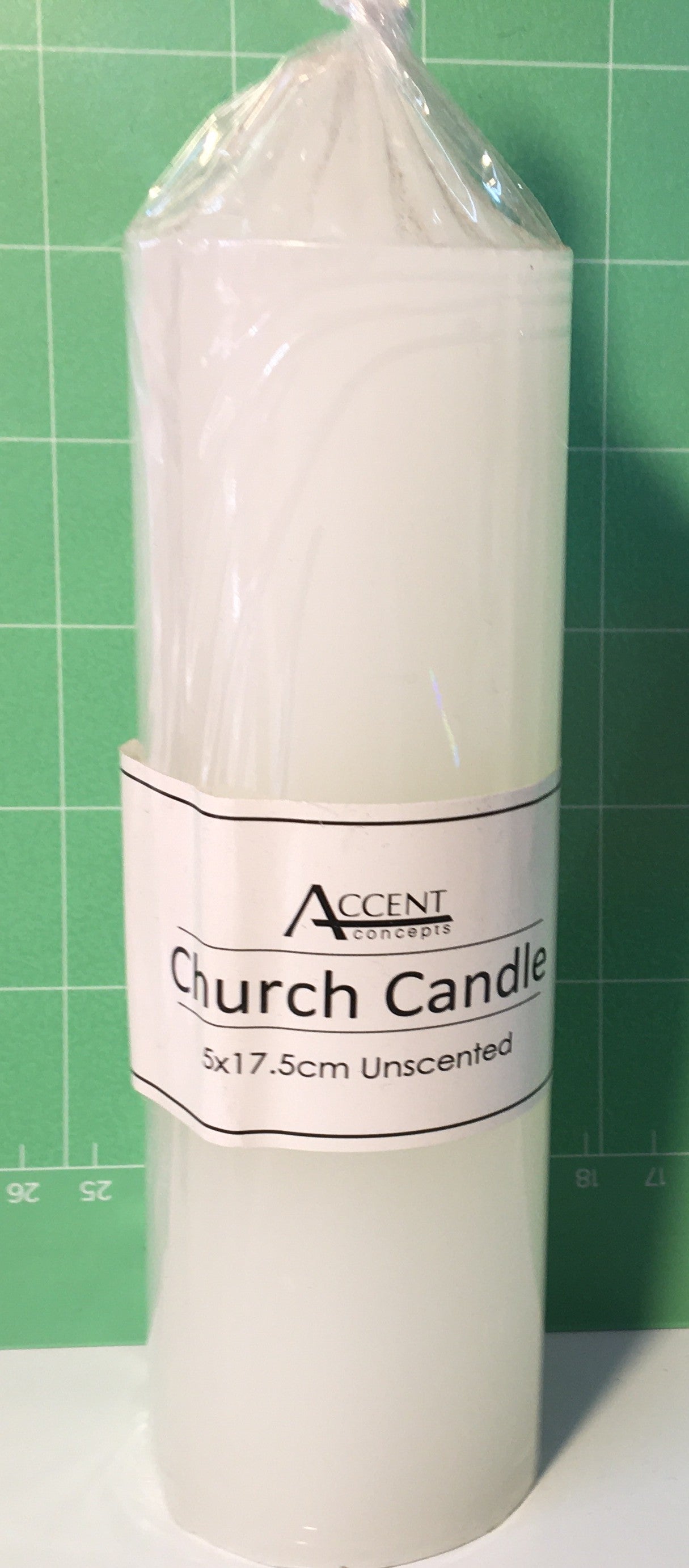 Church Candle Set with Free Glass Plate – 3 Piece Unscented Pillar Candles (10cm, 15cm & 17.5cm)