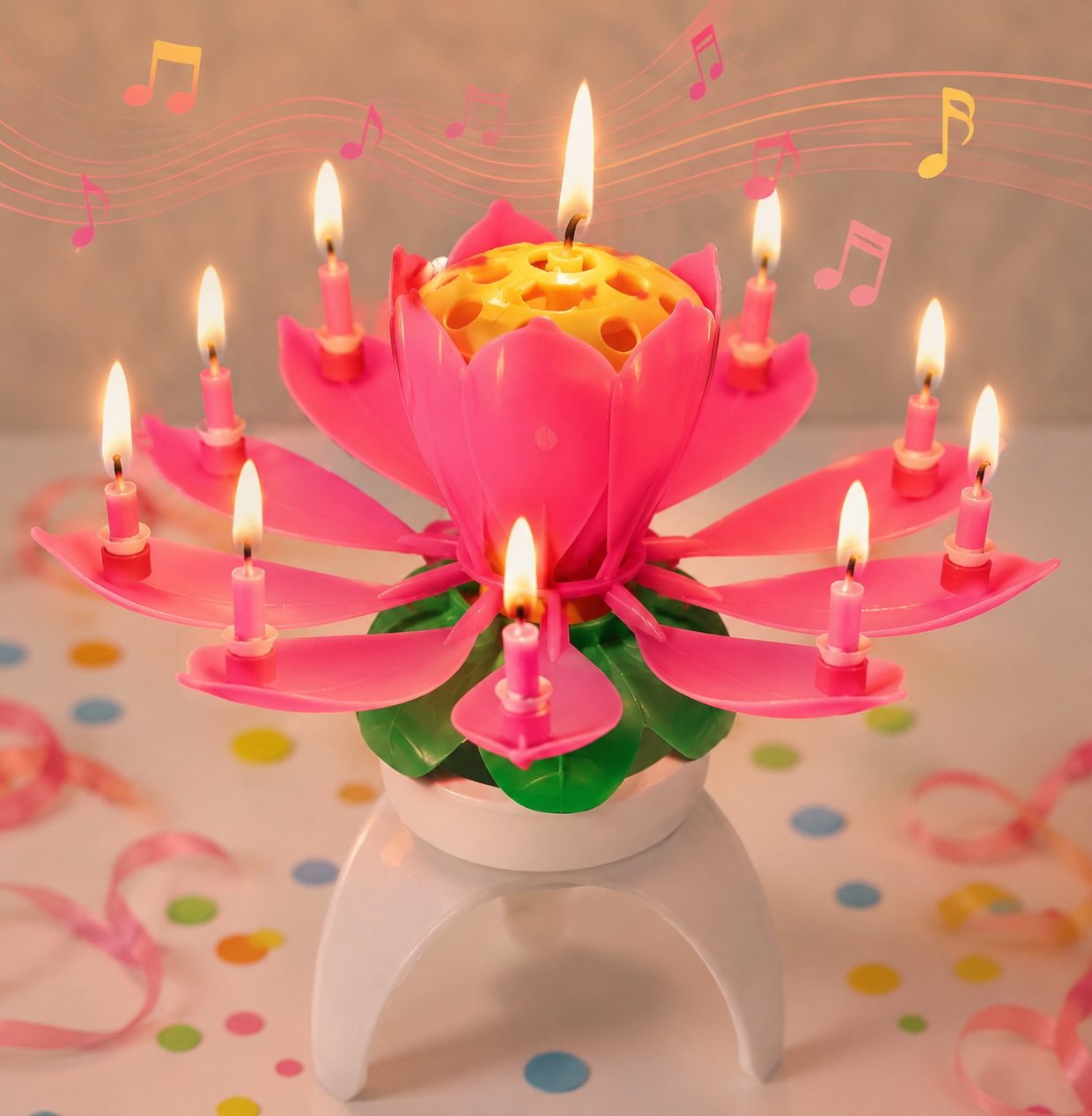 Musical Lotus Flower Birthday Candle – Magic Blooming Cake Candle with Happy Birthday Music