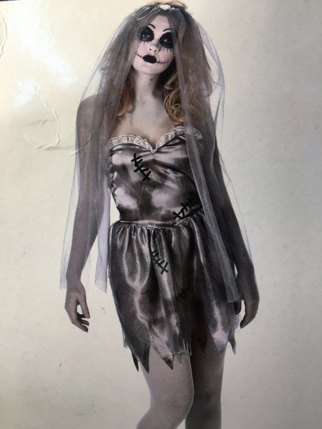 Ghostly Bride Halloween Costume for Women - Corpse Bride Dress & Veil Set - Gothic Zombie Wedding Gown, Haunted House Monster Cosplay Outfit, Creepy Living Dead Doll