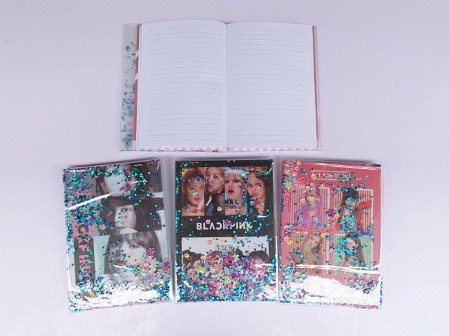 Kpop BLACKPINK BTS Hardcover Journal Notebook with Liquid Glitter Sequins - Aesthetic Lined Diary, K-pop Merchandise Gift for BLINK & ARMY, College Ruled Stationary