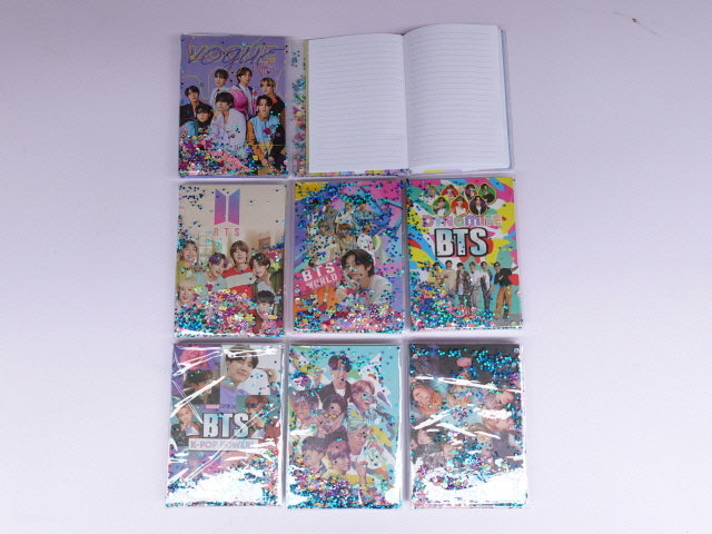 Kpop BLACKPINK BTS Hardcover Journal Notebook with Liquid Glitter Sequins - Aesthetic Lined Diary, K-pop Merchandise Gift for BLINK & ARMY, College Ruled Stationary
