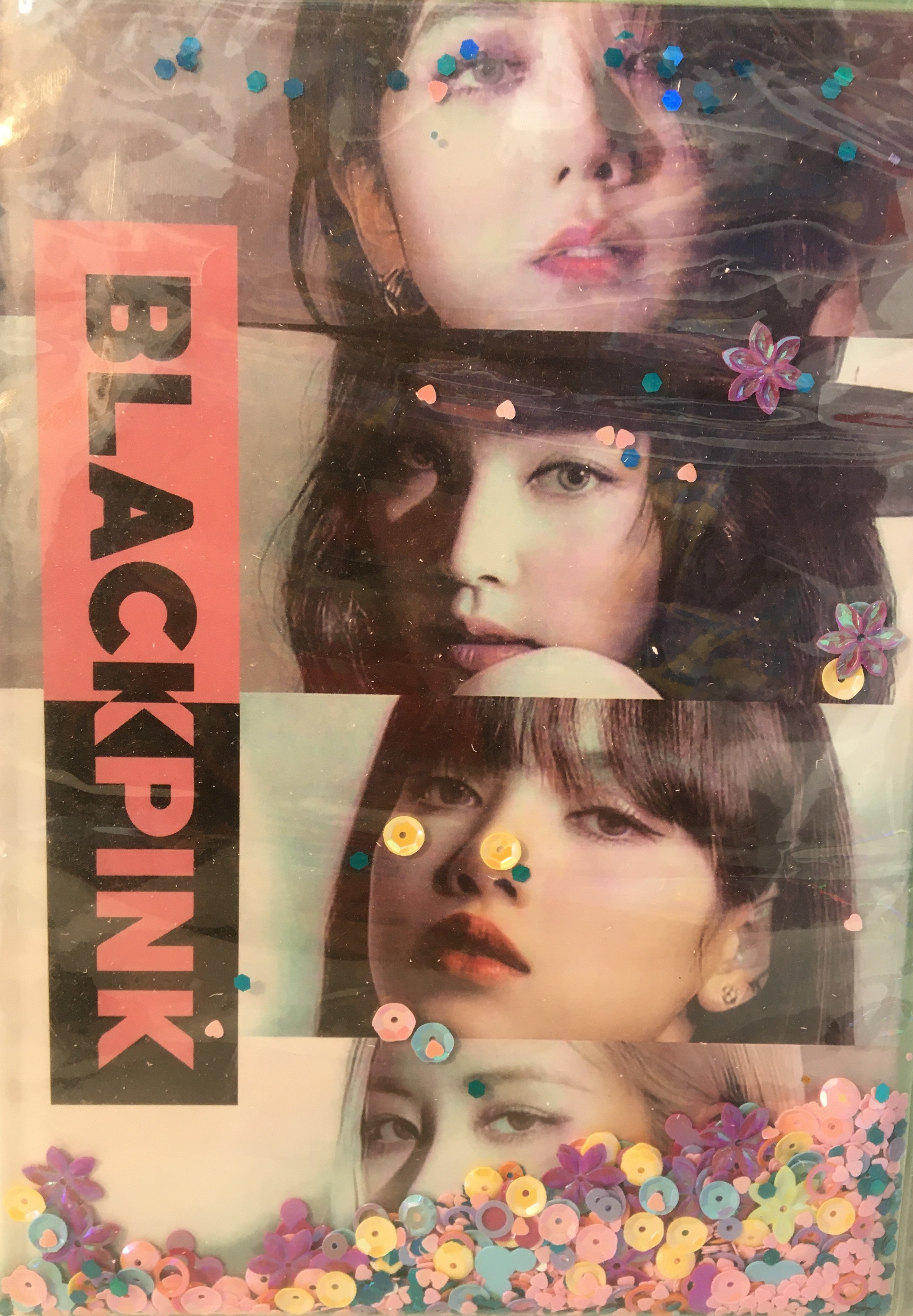 Kpop BLACKPINK BTS Hardcover Journal Notebook with Liquid Glitter Sequins - Aesthetic Lined Diary, K-pop Merchandise Gift for BLINK & ARMY, College Ruled Stationary