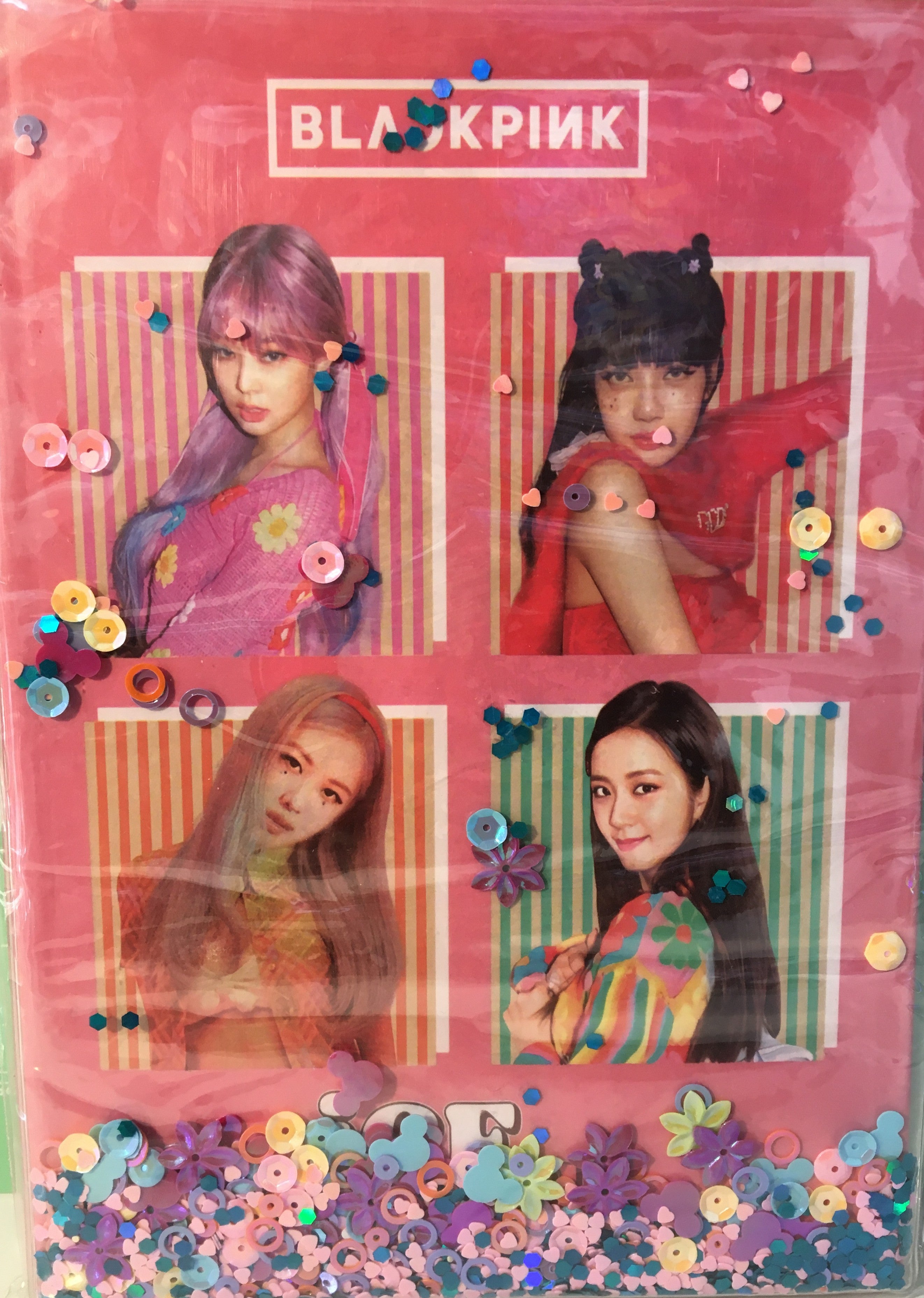 Kpop BLACKPINK BTS Hardcover Journal Notebook with Liquid Glitter Sequins - Aesthetic Lined Diary, K-pop Merchandise Gift for BLINK & ARMY, College Ruled Stationary