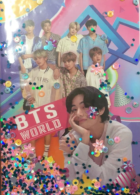 Kpop BLACKPINK BTS Hardcover Journal Notebook with Liquid Glitter Sequins - Aesthetic Lined Diary, K-pop Merchandise Gift for BLINK & ARMY, College Ruled Stationary