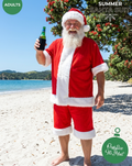 Adults Summer Santa Costume - Red Short Sleeve Jacket & Shorts Set - Perfect for NZ Australia Christmas Beach Parties & Festive Pub Crawls