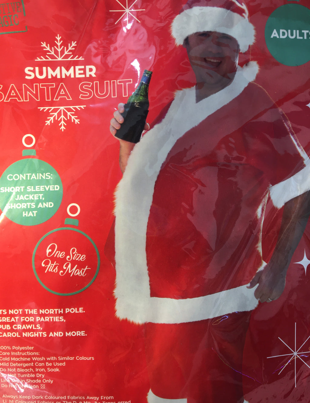 Adults Summer Santa Costume - Red Short Sleeve Jacket & Shorts Set - Perfect for NZ Australia Christmas Beach Parties & Festive Pub Crawls